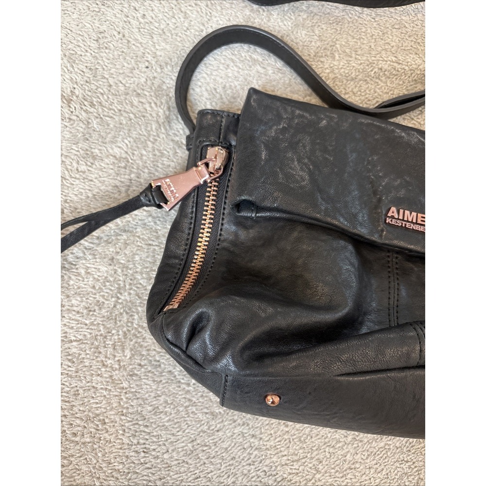Aimee Kestenberg Bali 2 Leather Pebble Hobo Crossbody Shoulder Bag Black EUC - Picture 7 of 16